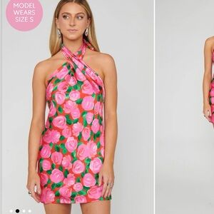 Show Me Your MuMu Pink and Green Floral Mini Dress